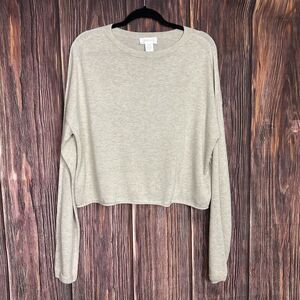 Knititude Womens Beige Pullover Sweater Boxy Crop Wool Blend Size Large L
